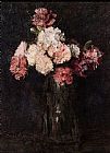 Carnations Canvas Paintings - Carnations in a Champagne Glass